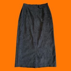 90's vintage olive green velour minimalist maxi skirt Size 12